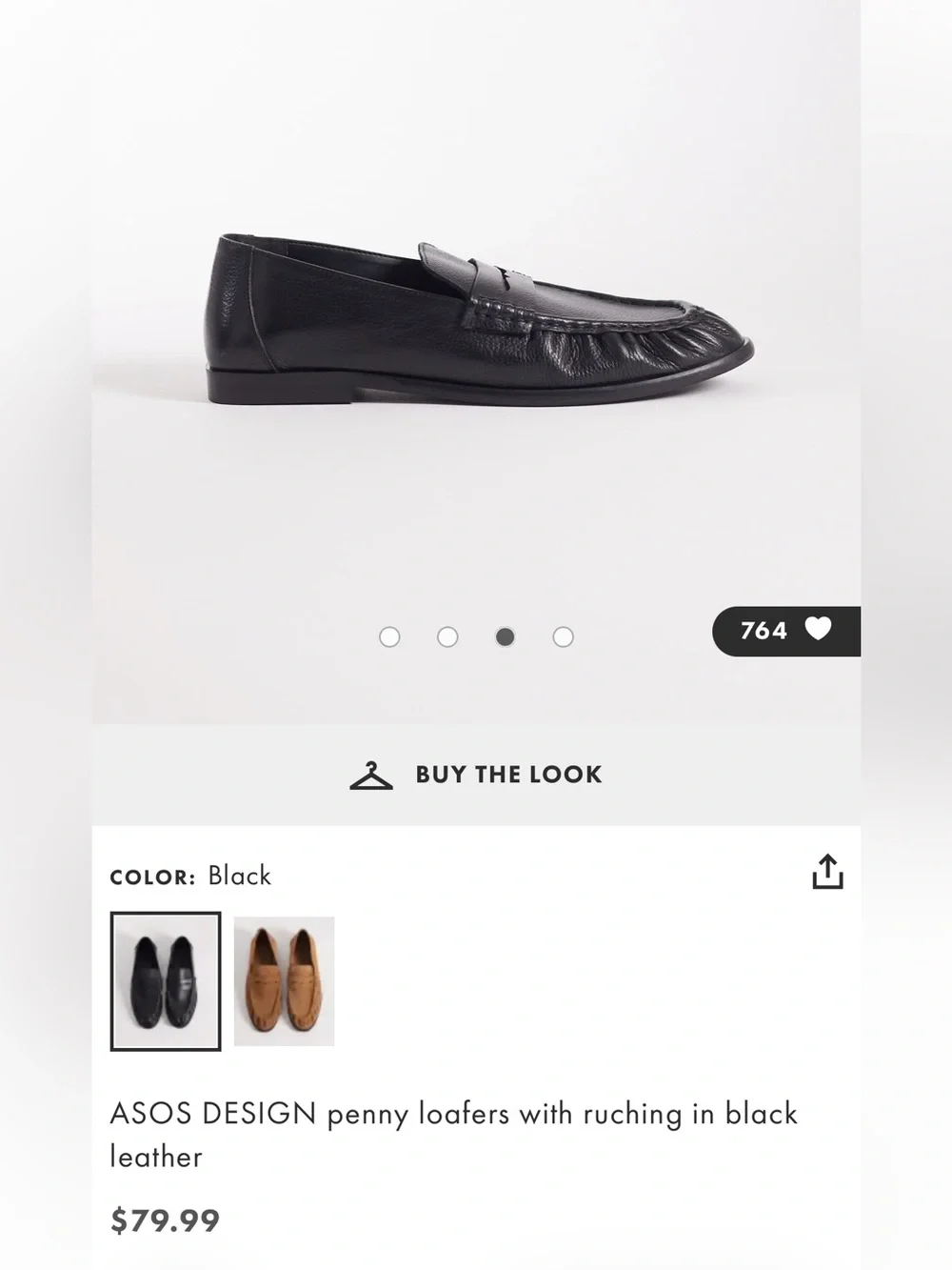 ASOS Black Pebble-Grain Leather Penny Loafers